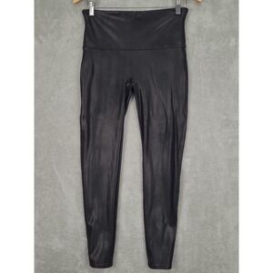 Spanx‎ Women's Faux Leather Leggings Black Mid Rise Size X-Large